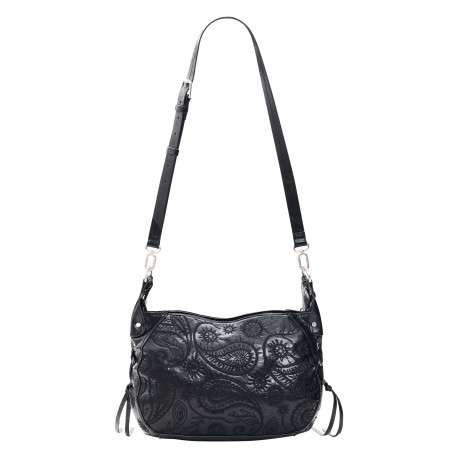 Sac à bandoulière noir pourvu d'une anse amovible et d'une fermeture zippée - Image 4