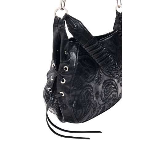 Sac à bandoulière noir pourvu d'une anse amovible et d'une fermeture zippée - Image 5