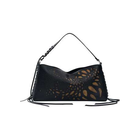 Sac à bandoulière horizontal noir pourvu d'une anse amovible