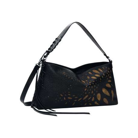 Sac à bandoulière horizontal noir pourvu d'une anse amovible - Image 2