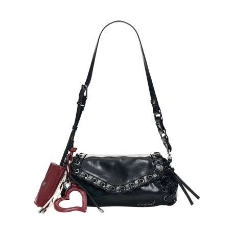 Sac à bandoulière horizontal noir pourvu d'une bandoulière réglable