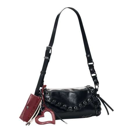 Sac à bandoulière horizontal noir pourvu d'une bandoulière réglable - Image 2
