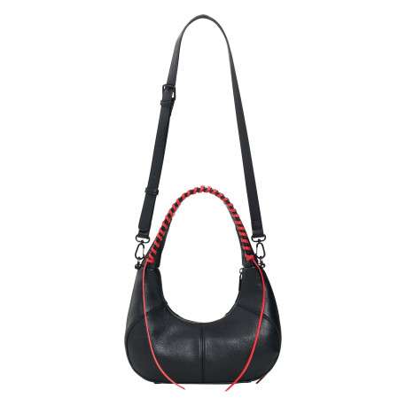 Sac à main porté épaule noir forme banane orné d'un design Mickey Mouse - Image 4