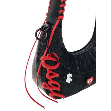 Sac à main porté épaule noir forme banane orné d'un design Mickey Mouse - Image 5