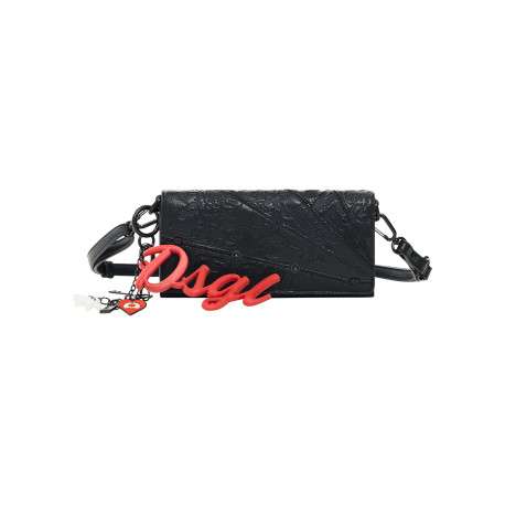 Pochette à bandoulière noire ornée d'un design embossé Mickey Mouse