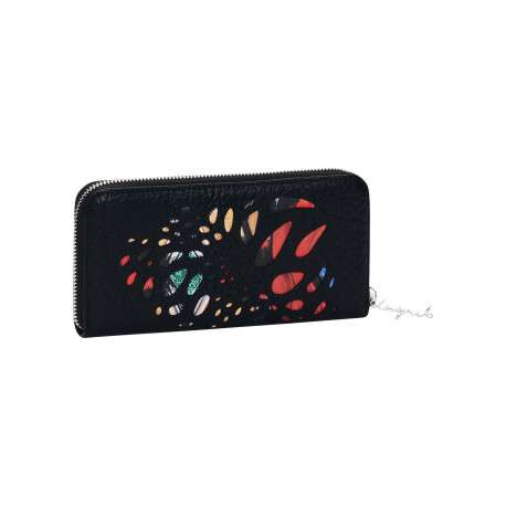 Portefeuille noir en maille texturée pourvu d'une fermeture zippée - Image 2
