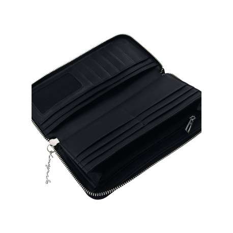 Portefeuille noir en maille texturée pourvu d'une fermeture zippée - Image 3