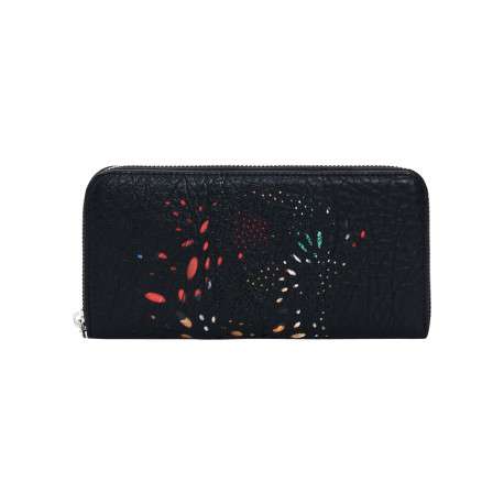 Portefeuille noir en maille texturée pourvu d'une fermeture zippée - Image 4