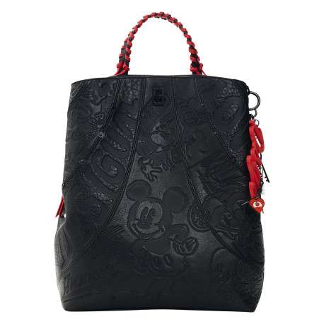 Sac à dos noir orné d'une anse et d'un design embossé Mickey Mouse