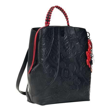 Sac à dos noir orné d'une anse et d'un design embossé Mickey Mouse - Image 2