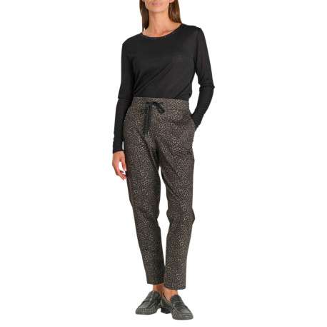 Pantalon à coupe droite avec un tissu léopard pourvu d'une taille élastiquée - Image 4