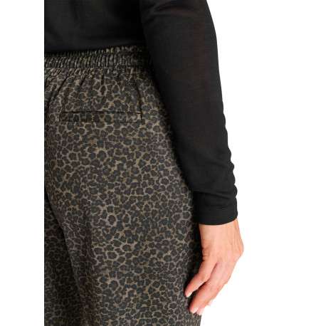 Pantalon à coupe droite avec un tissu léopard pourvu d'une taille élastiquée - Image 5