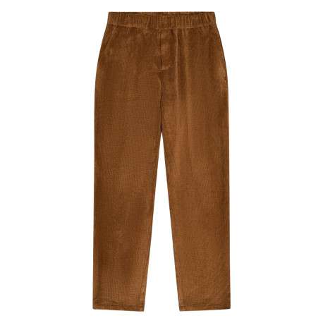 Pantalon à coupe droite en velours côtelé pourvu d'une taille élastique