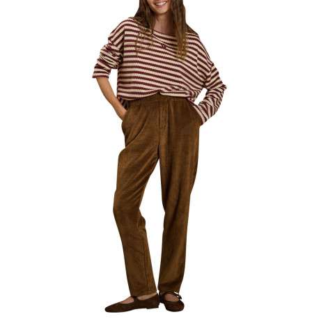 Pantalon à coupe droite en velours côtelé pourvu d'une taille élastique - Image 3