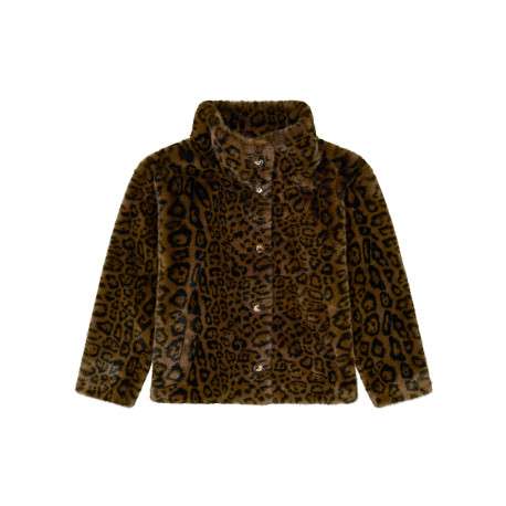 Blouson réversible léopard à coupe ajustée pourvu de manches longues