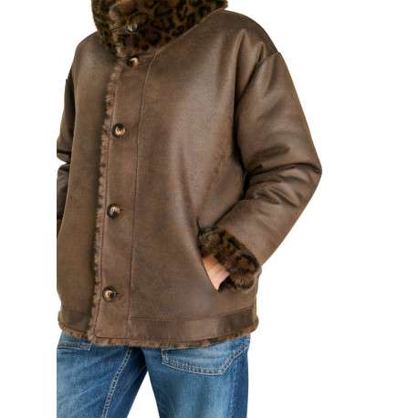 Blouson réversible léopard à coupe ajustée pourvu de manches longues - Image 4
