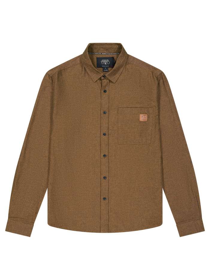 Chemise en coton marron à...