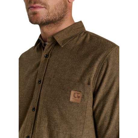 Chemise en coton marron à coupe droite pourvue d'un col à revers - Image 4