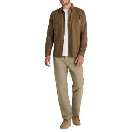 Chemise en coton marron à coupe droite pourvue d'un col à revers - Image 5