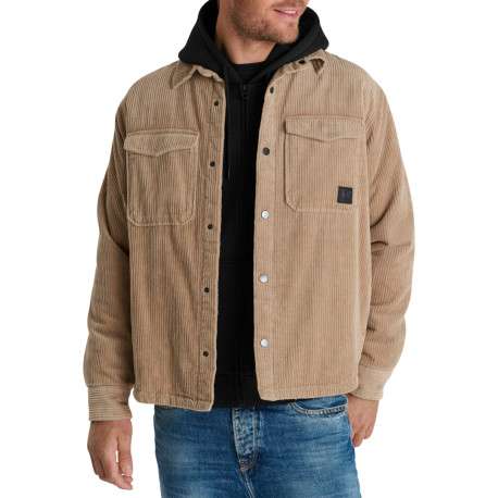 Surchemise en coton beige à coupe droite pourvue d'un col à revers - Image 2