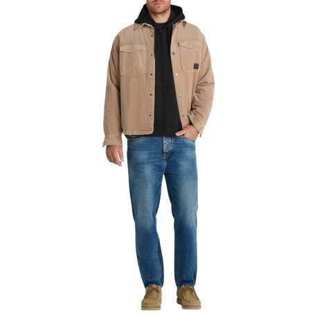Surchemise en coton beige à coupe droite pourvue d'un col à revers - Image 5