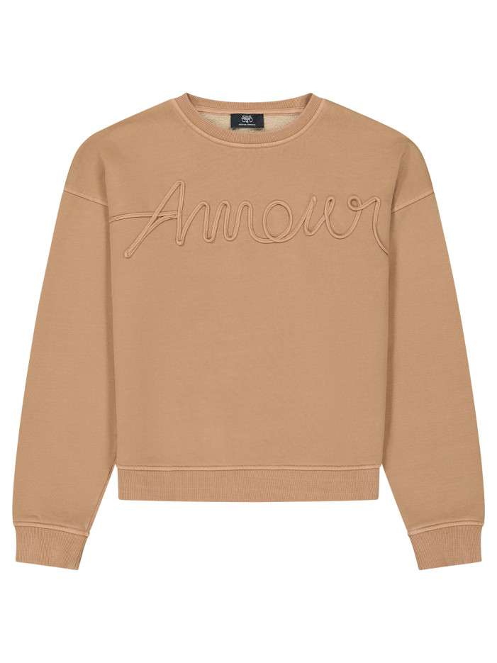Sweat col rond camel avec...