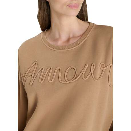 Sweat col rond camel avec une broderie ""Amour"" sur la poitrine - Image 4