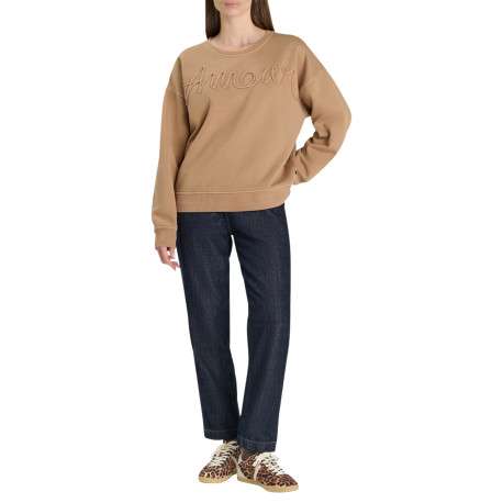 Sweat col rond camel avec une broderie ""Amour"" sur la poitrine - Image 5