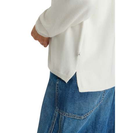 Pull col V écru avec une coupe droite et des manches longues - Image 5