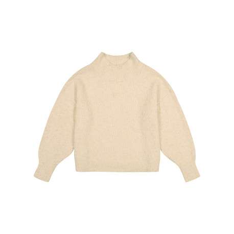 Pull écru en maille duveteuse doté d'une coupe large et de manches longues