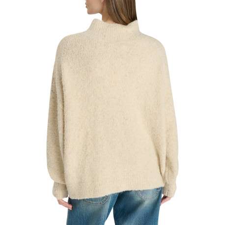 Pull écru en maille duveteuse doté d'une coupe large et de manches longues - Image 2