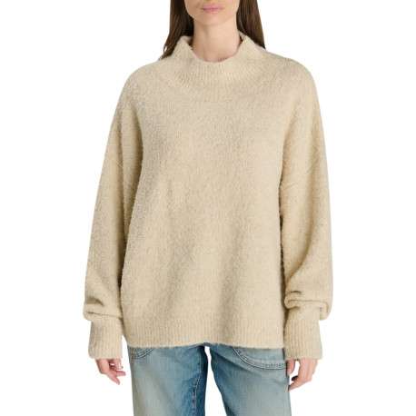 Pull écru en maille duveteuse doté d'une coupe large et de manches longues - Image 3
