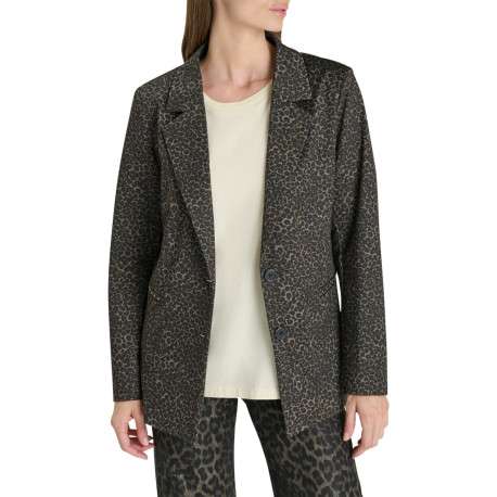 Blazer manches longues à imprimé léopard pourvu d'une coupe droite - Image 4