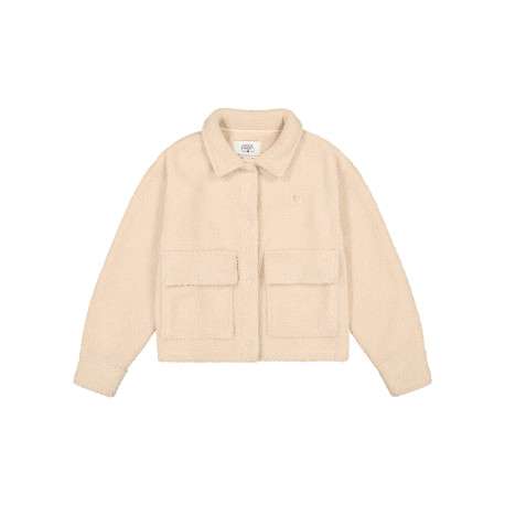 Blouson écru boutonné effet sherpa pourvu d'une coupe droite