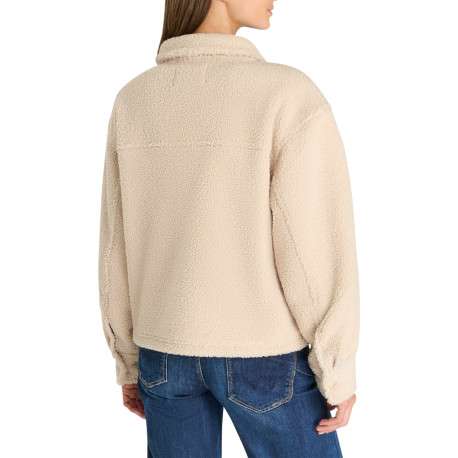 Blouson écru boutonné effet sherpa pourvu d'une coupe droite - Image 2