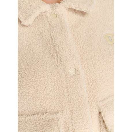 Blouson écru boutonné effet sherpa pourvu d'une coupe droite - Image 5