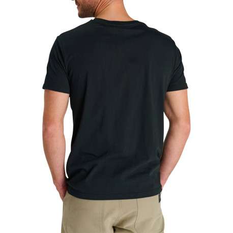T-shirt col rond en coton noir avec poche poitrine plaquée et motif brodé - Image 2
