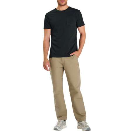 T-shirt col rond en coton noir avec poche poitrine plaquée et motif brodé - Image 4