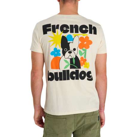 T-shirt en coton écru imprimé bouledogue français doté d'une coupe droite - Image 2