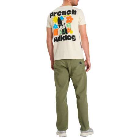 T-shirt en coton écru imprimé bouledogue français doté d'une coupe droite - Image 4