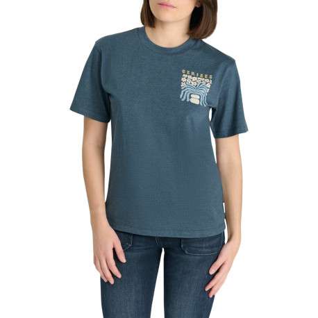 T-shirt en coton bleu imprimé à coupe droite pourvu d'un col rond - Image 2