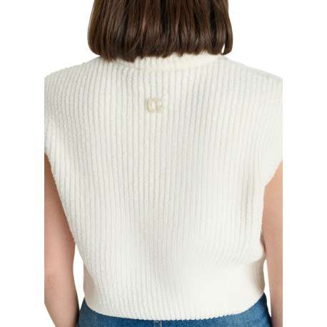 Pull écru sans manches pourvu d'une coupe droite et d'un col rond - Image 2