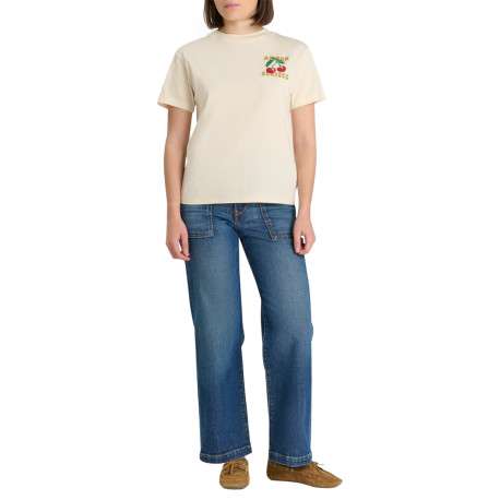 T-shirt en coton écru imprimé ""Amour Cerises"" doté d'une coupe droite - Image 4