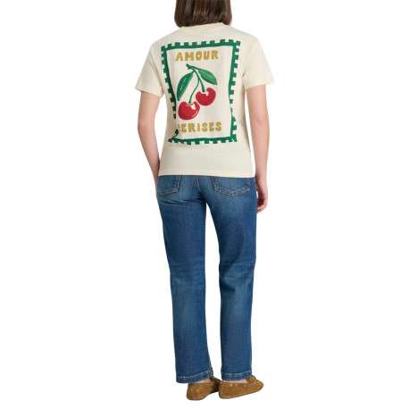 T-shirt en coton écru imprimé ""Amour Cerises"" doté d'une coupe droite - Image 5