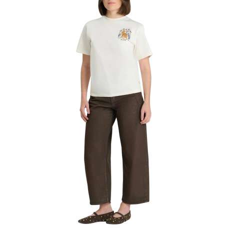 T-shirt en coton écru imprimé à coupe droite pourvu d'un col rond - Image 6
