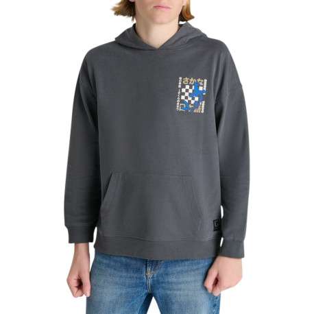Sweat en coton anthracite imprimé à coupe droite pourvu d'un col à capuche - Image 2