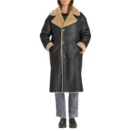 Manteau long réversible noir à coupe droite pourvu de manches longues - Image 2