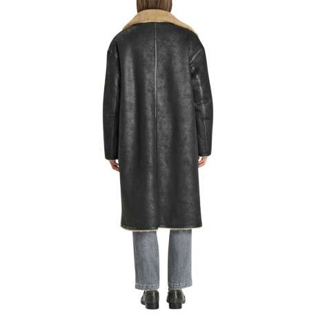 Manteau long réversible noir à coupe droite pourvu de manches longues - Image 5