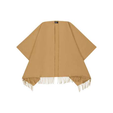 Poncho ouvert camel à manches chauve-souris pourvu de franges