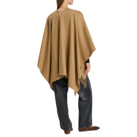 Poncho ouvert camel à manches chauve-souris pourvu de franges - Image 4